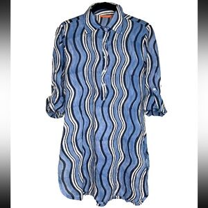 Oliphant Blue and White Striped Swim Coverup
